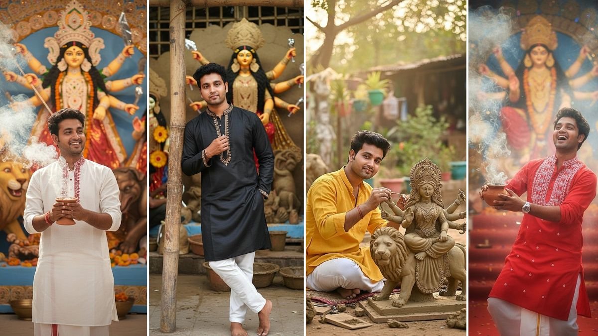 Google gemini Ai Prompts for men to create Durga Puja Look